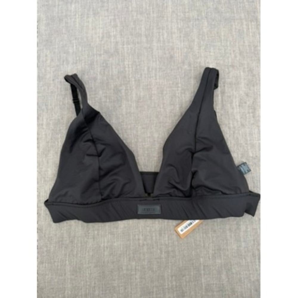 SKIMS Recycled Swim Plunge Bikini Top Adjustable Straps Onyx Black Size XL NWT